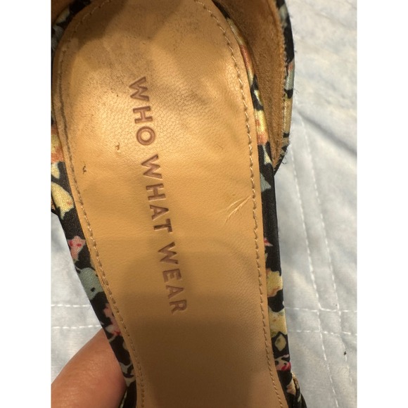 Who What Wear Black Floral Heels Sandals Ankle Strap Pointed Toe Size 7.5 - Picture 5 of 5